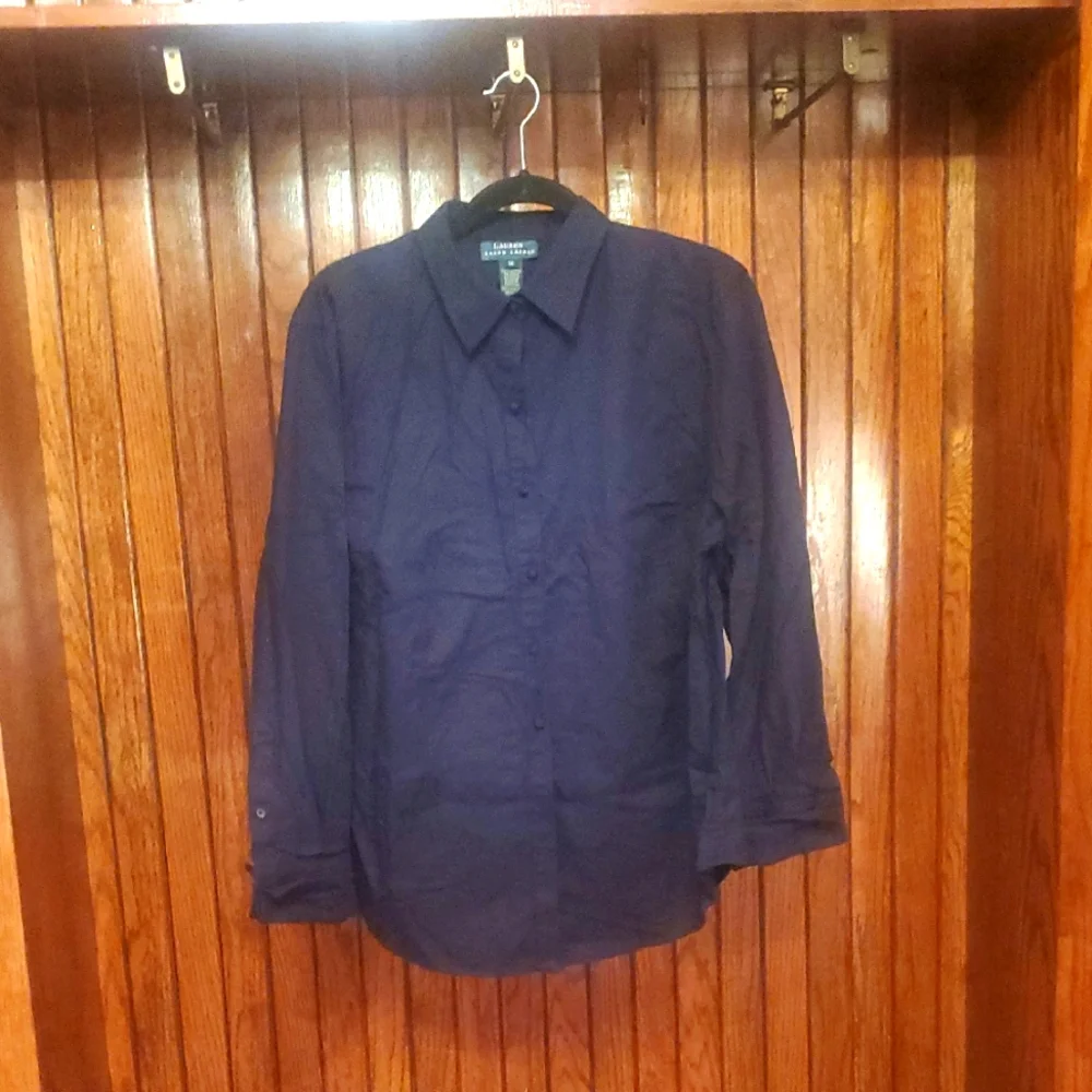 LAUREN SIZE 1X Women's Deep Blue Casual Shirt - Picture 1 of 6